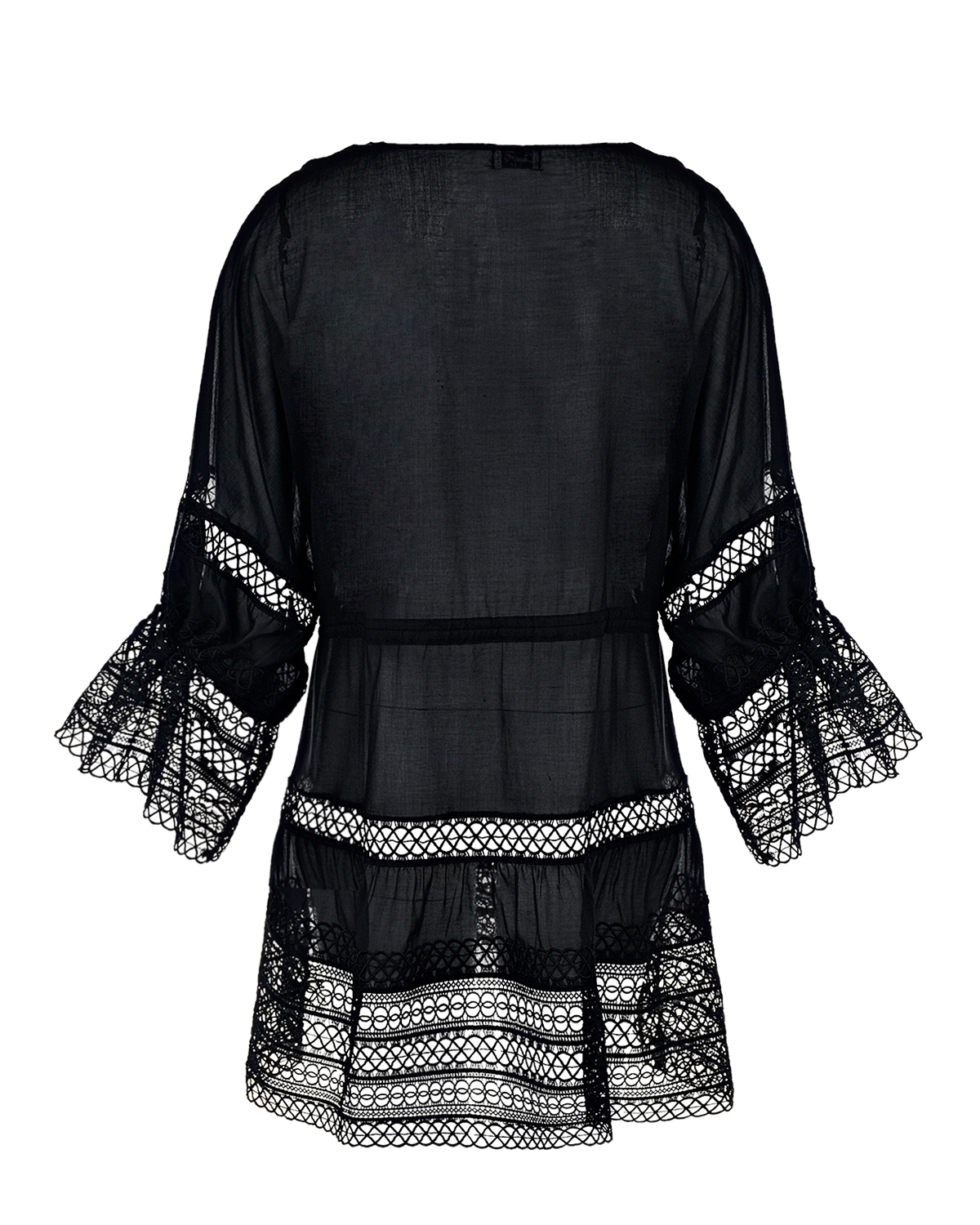 Черная блуза с кружевом Charo Ruiz, размер 40, цвет черный - фото 4