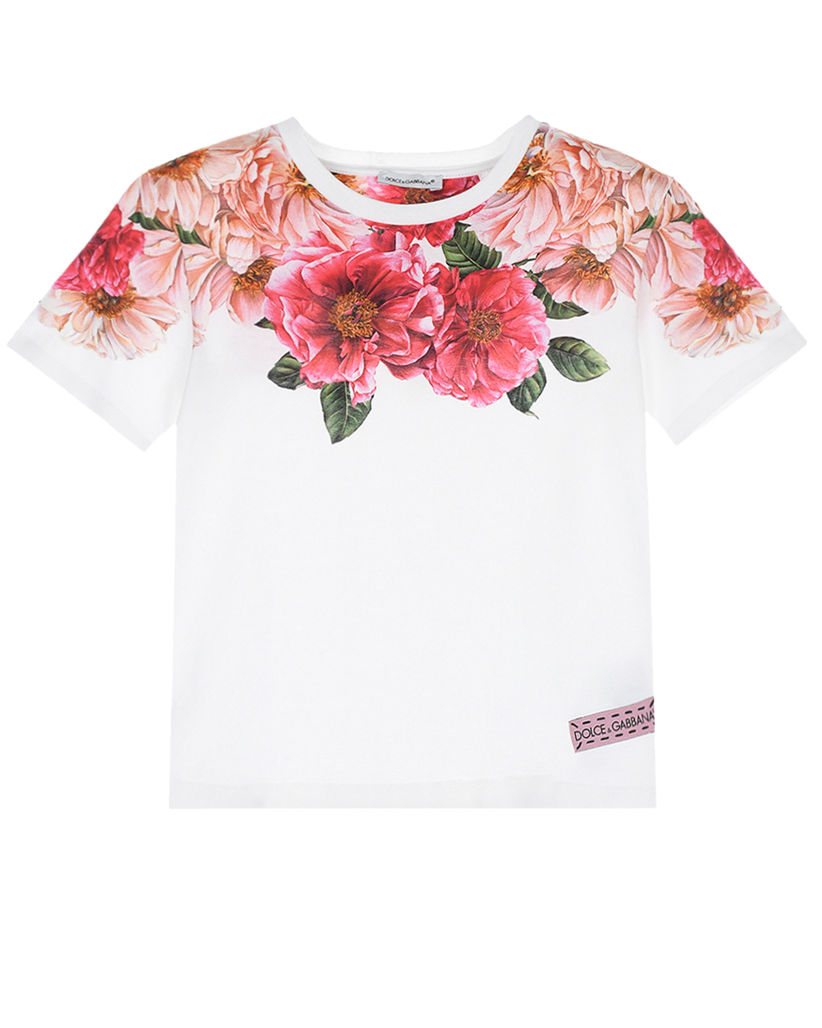 Белая футболка с цветочным принтом Dolce&Gabbana
