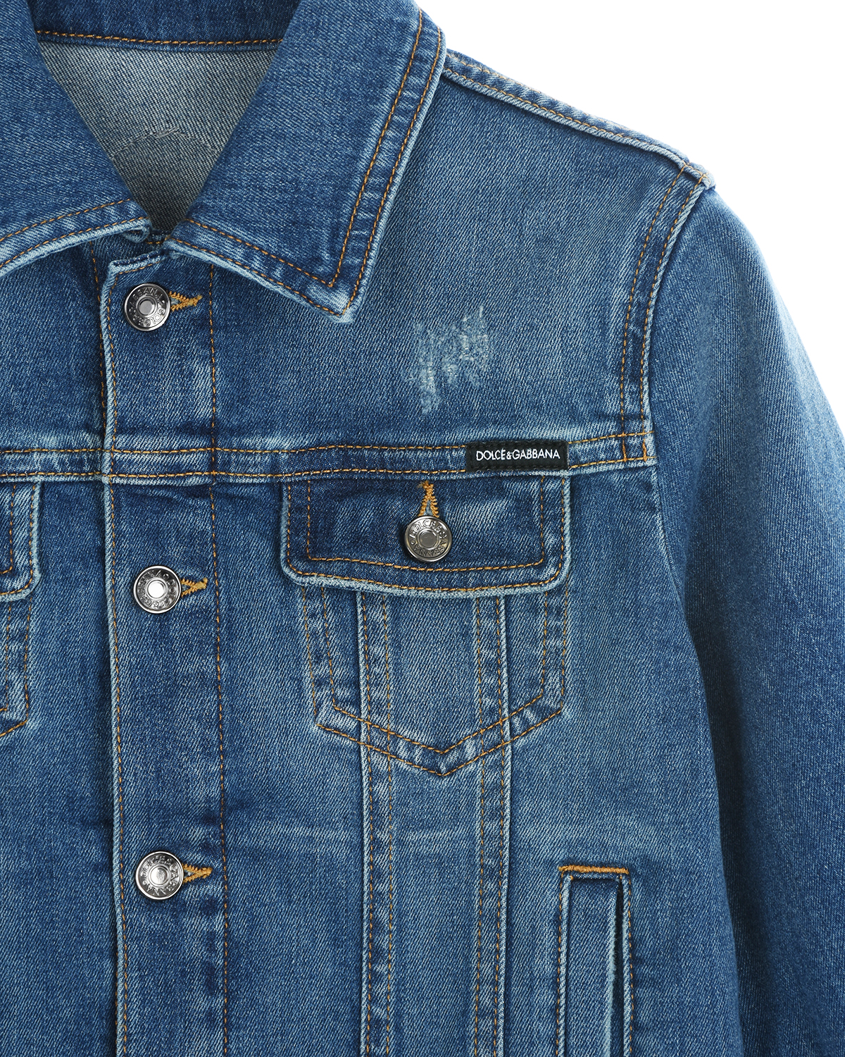 Синяя джинсовая куртка Dolce&Gabbana детская, размер 104, цвет синий - фото 4