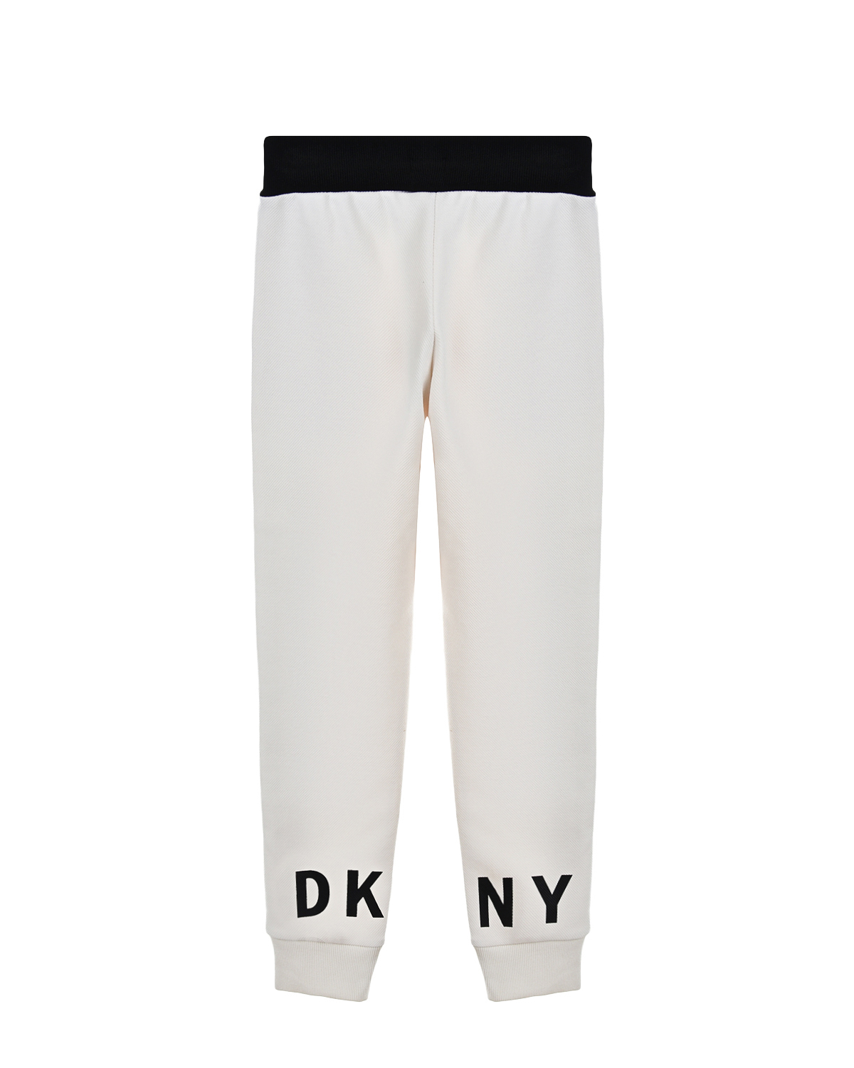 Белые спортивные брюки с черными лампасами DKNY детские, размер 140, цвет бежевый - фото 2