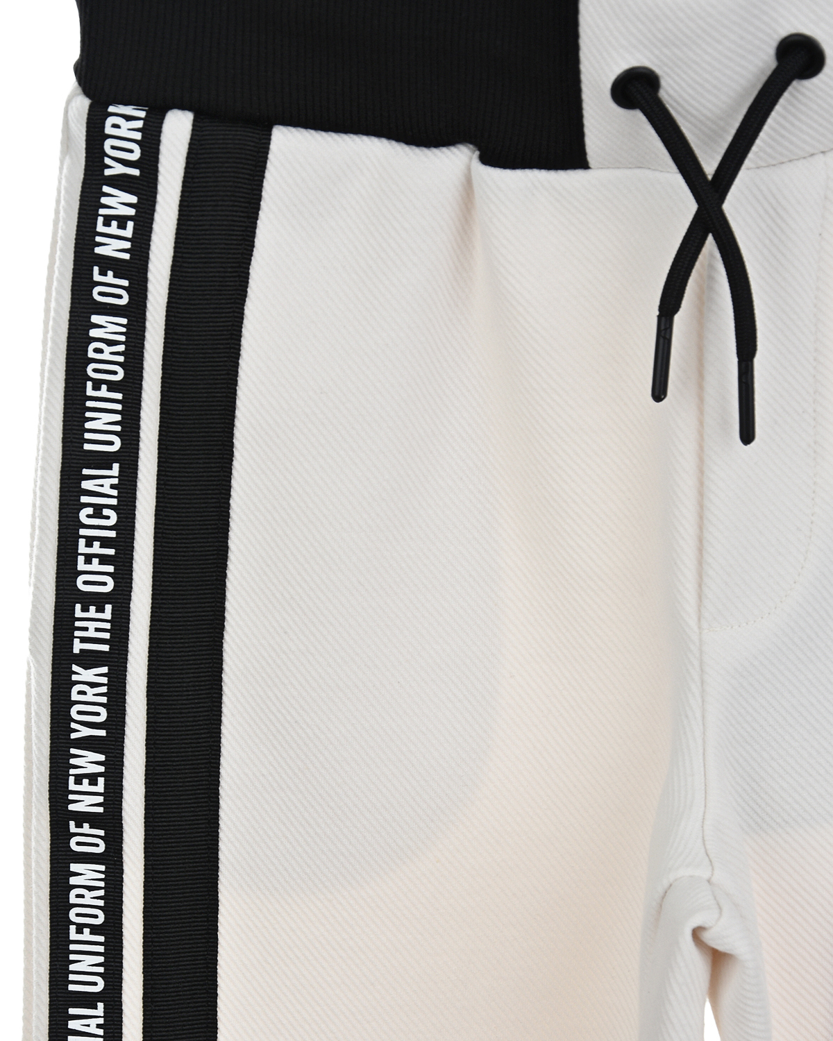 Белые спортивные брюки с черными лампасами DKNY детские, размер 140, цвет бежевый - фото 3