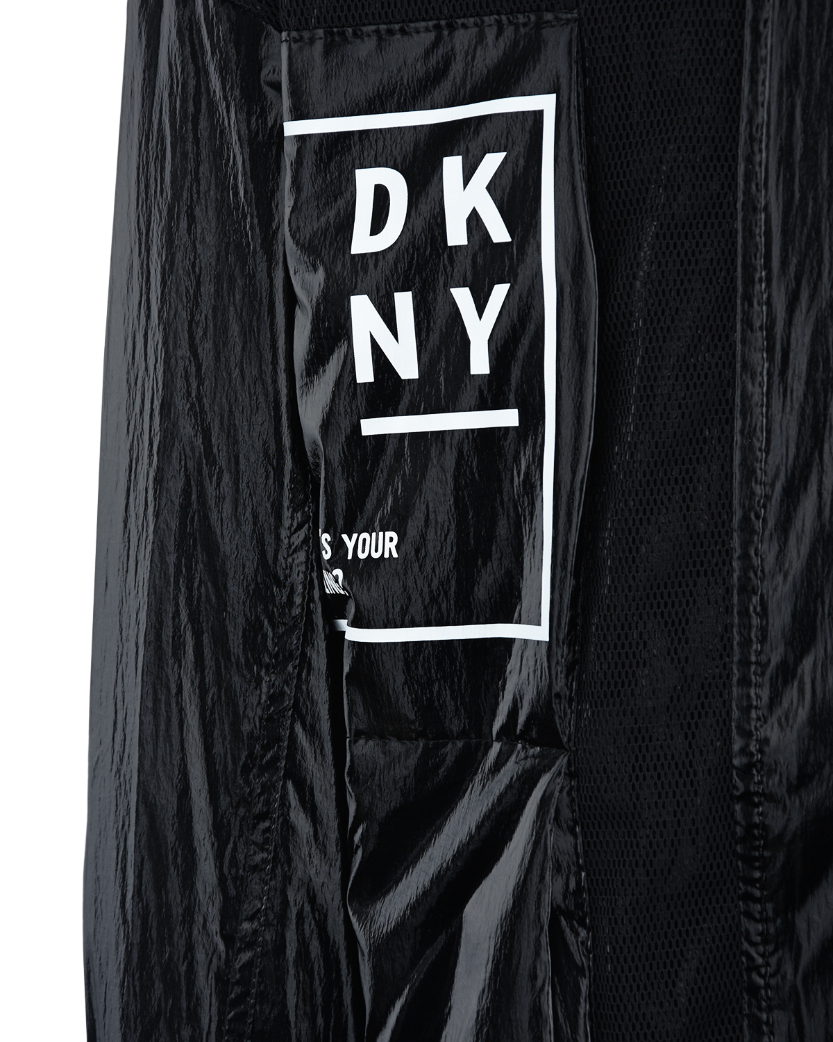 Черная ветровка с белым логотипом DKNY детская, размер 140, цвет черный - фото 3