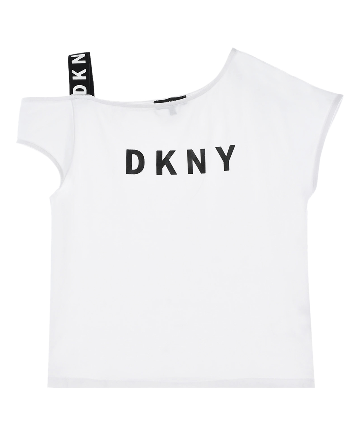 Белая футболка с открытым плечом DKNY