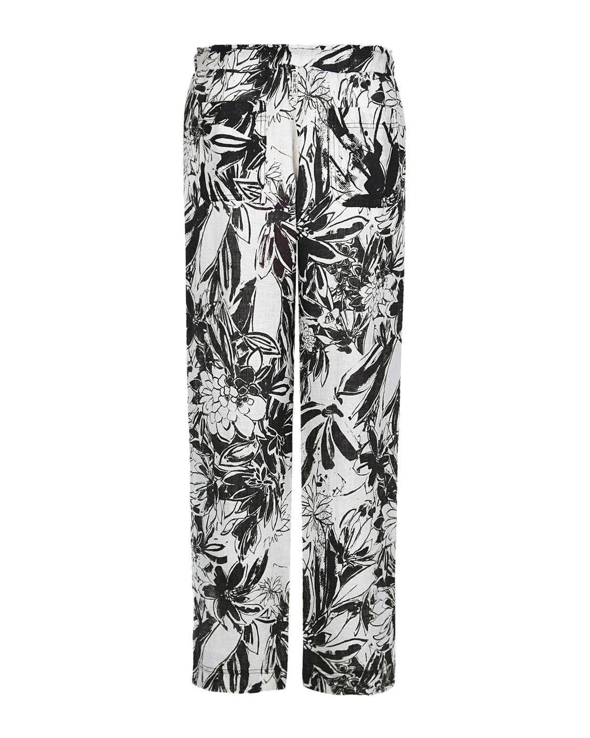 Льняные брюки с черно-белым принтом Deha, размер 40, цвет черный - фото 2