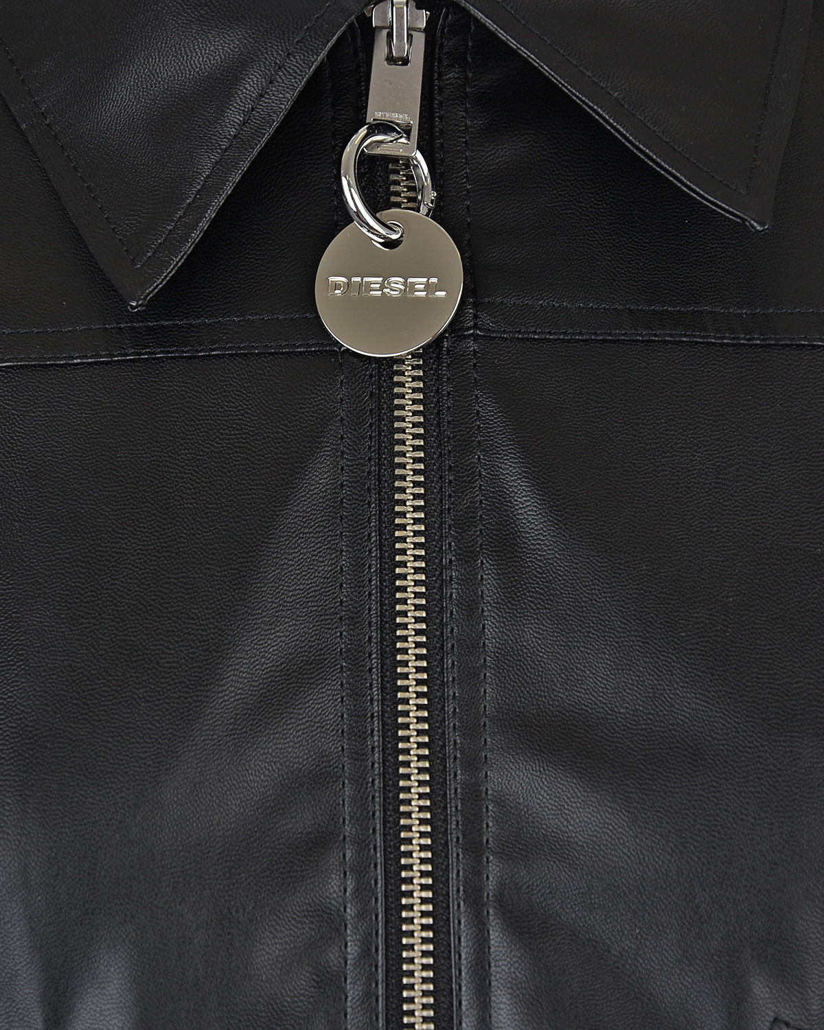 Черная куртка из эко-кожи Diesel детская, размер 164, цвет черный - фото 3