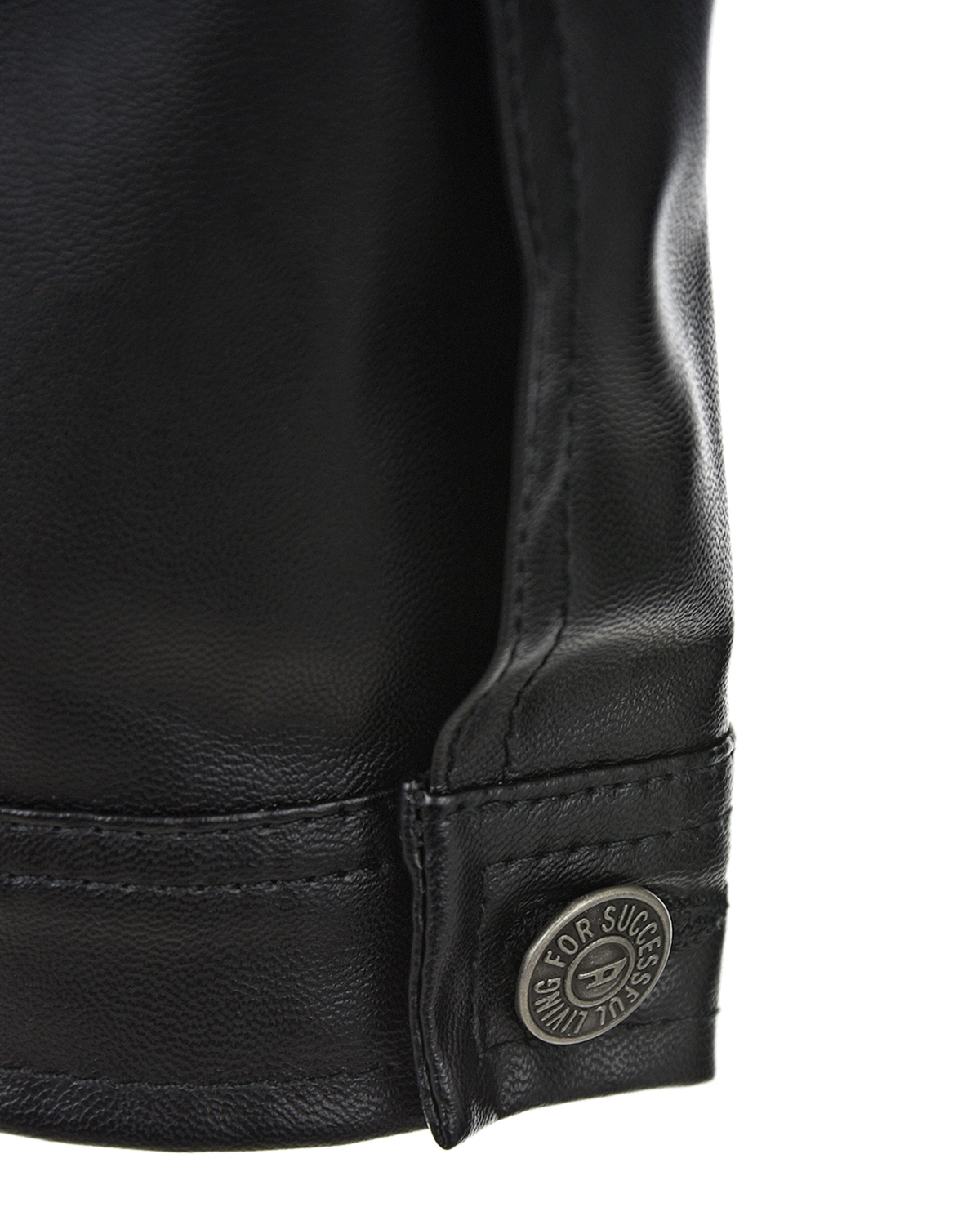 Черная куртка из эко-кожи Diesel детская, размер 164, цвет черный - фото 4