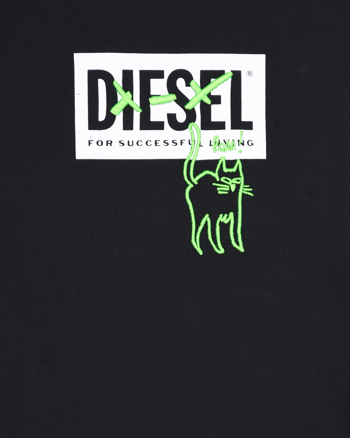 Черный свитшот с логотипом и вышивкой Diesel детский, размер 164 - фото 3