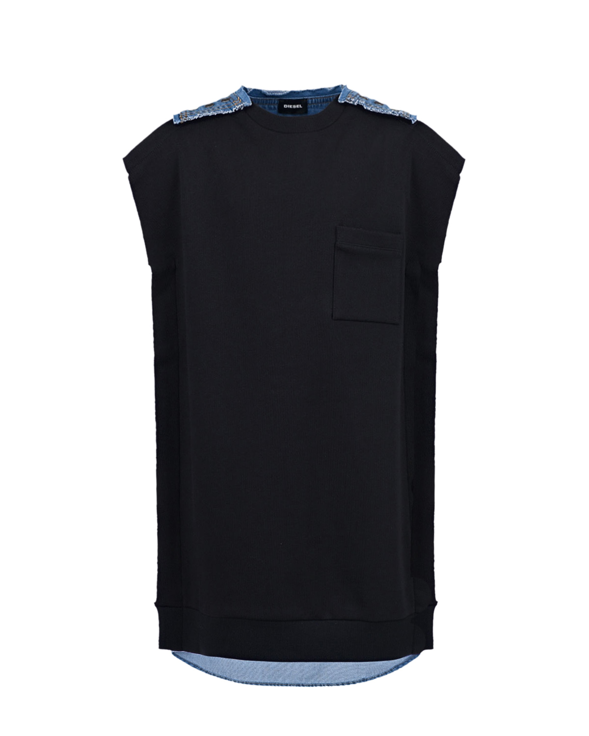 Черно-синее платье с джинсовой вставкой Diesel детское, размер 140, цвет мультиколор - фото 1