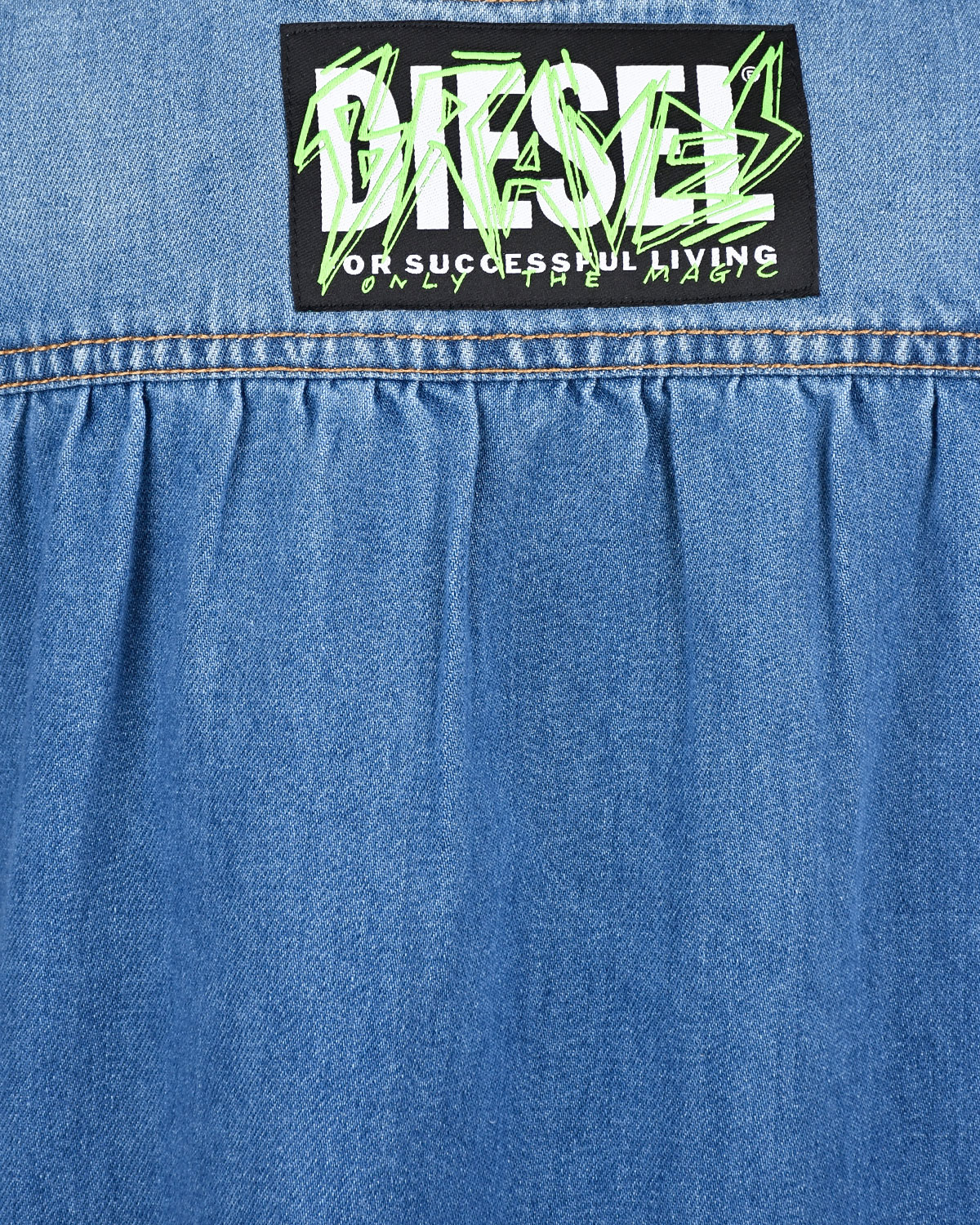 Черно-синее платье с джинсовой вставкой Diesel детское, размер 140, цвет мультиколор - фото 5