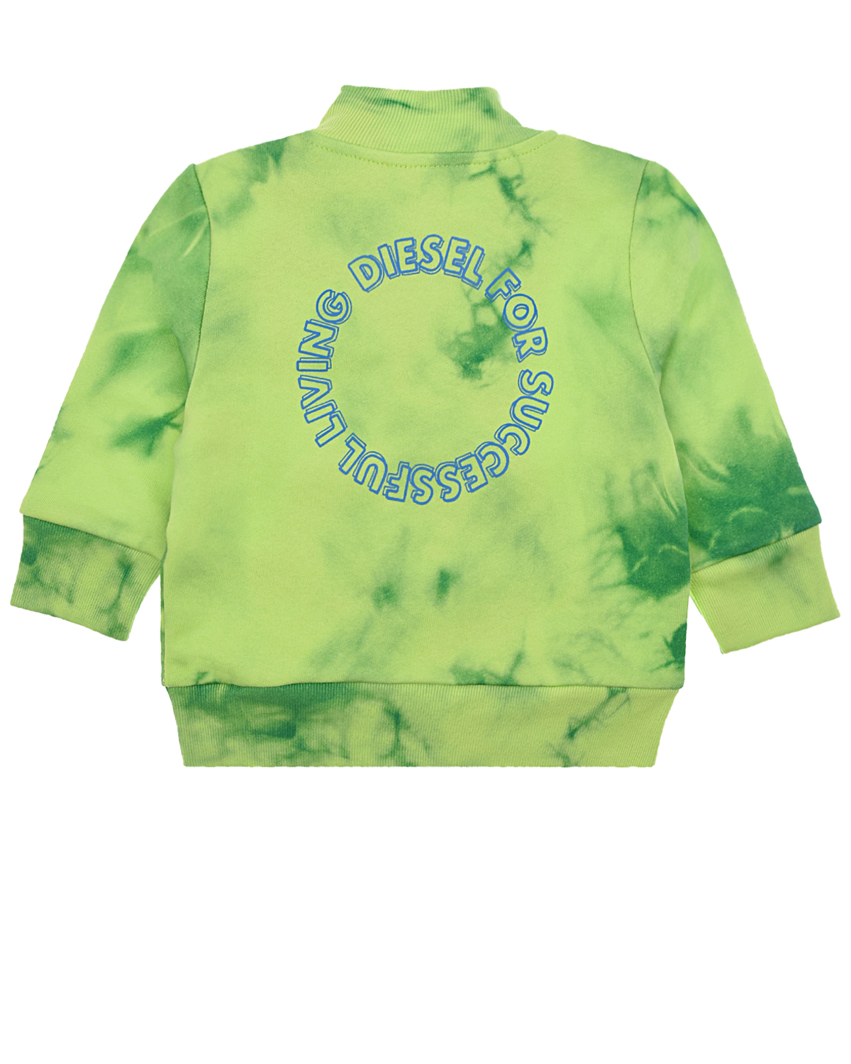 Зеленая спортивная куртка логотипом Diesel детская, размер 80, цвет салатовый - фото 3