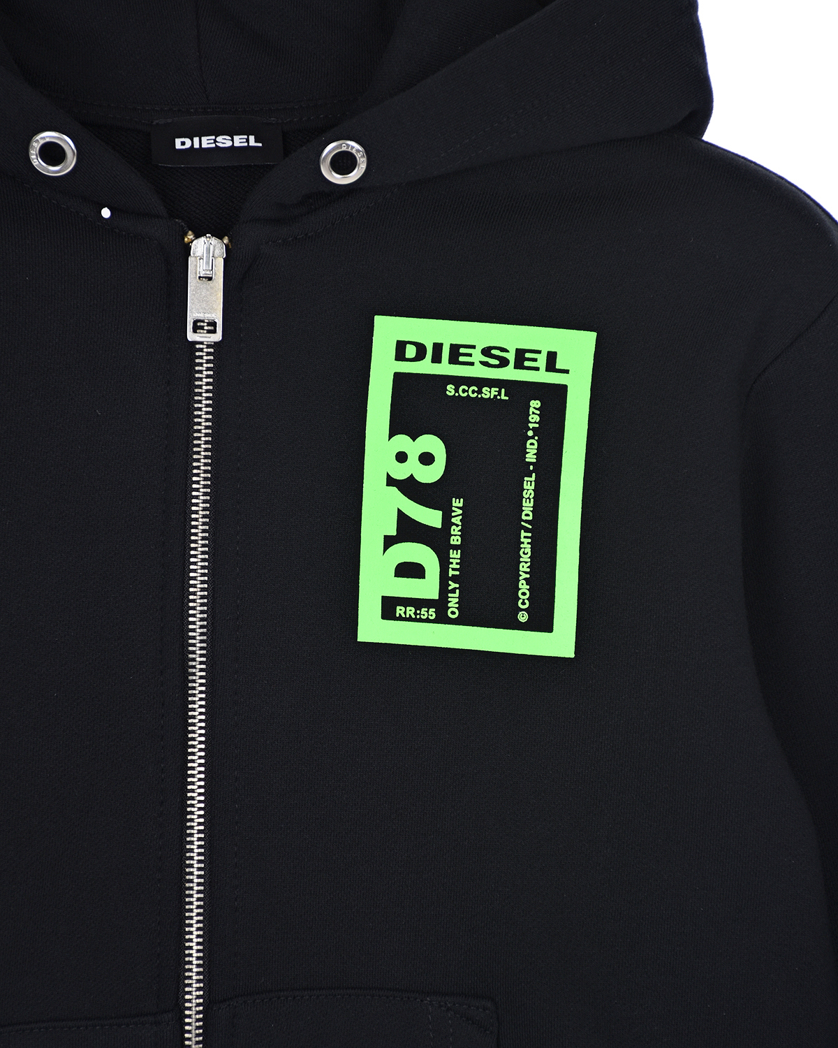 Черная спортивная куртка с принтом "D78" Diesel детская, размер 140, цвет черный - фото 4
