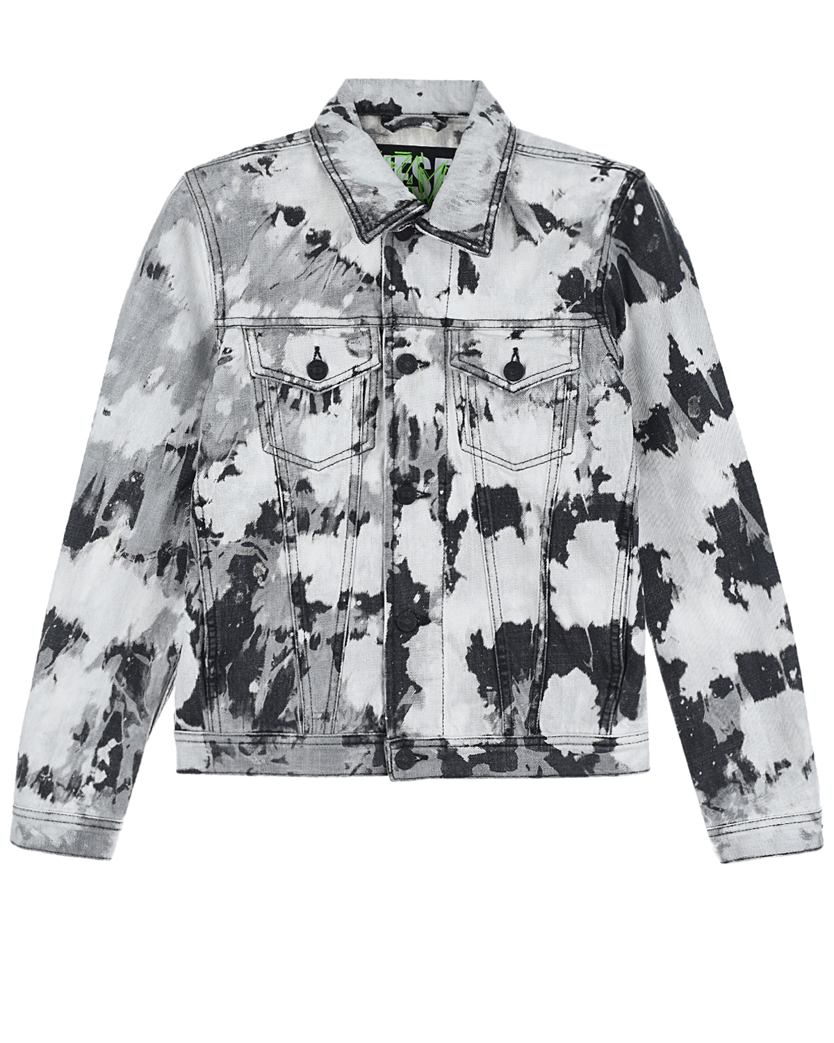 Джинсовая куртка с принтом "тай-дай" Diesel детская, размер 140, цвет серый