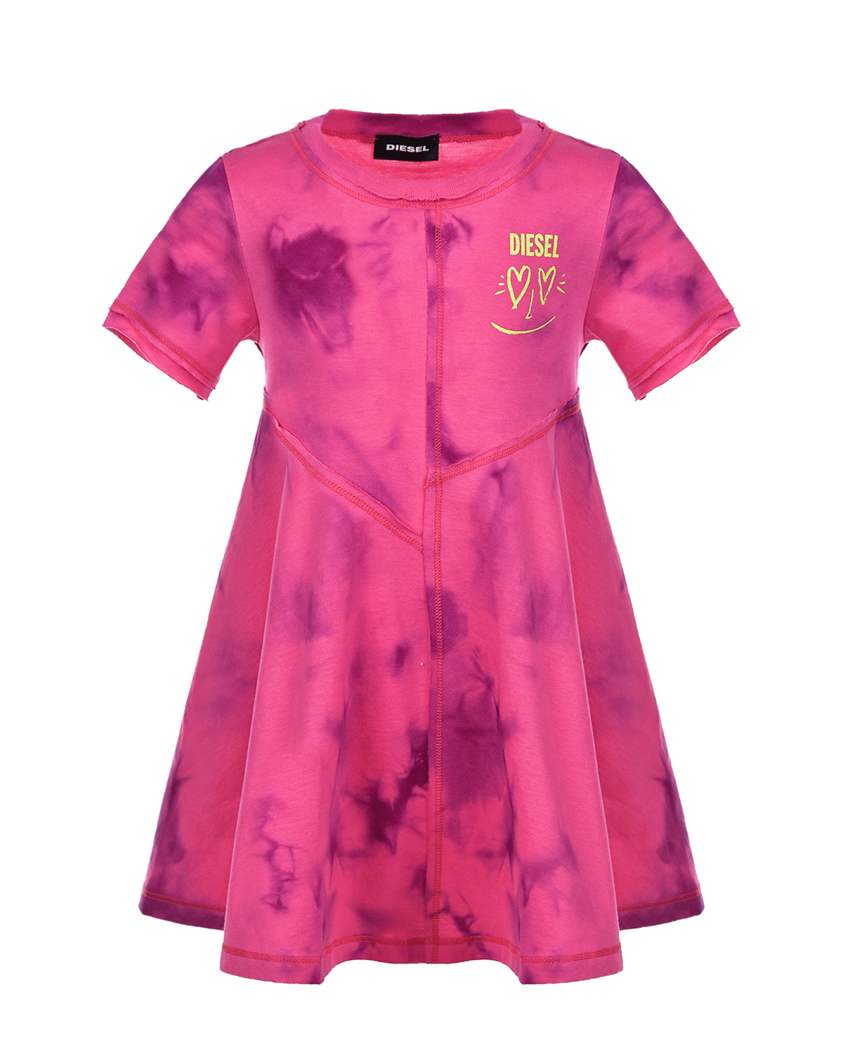 Платье цвета фуксии в стиле tie-dye Diesel детское, размер 92 - фото 1