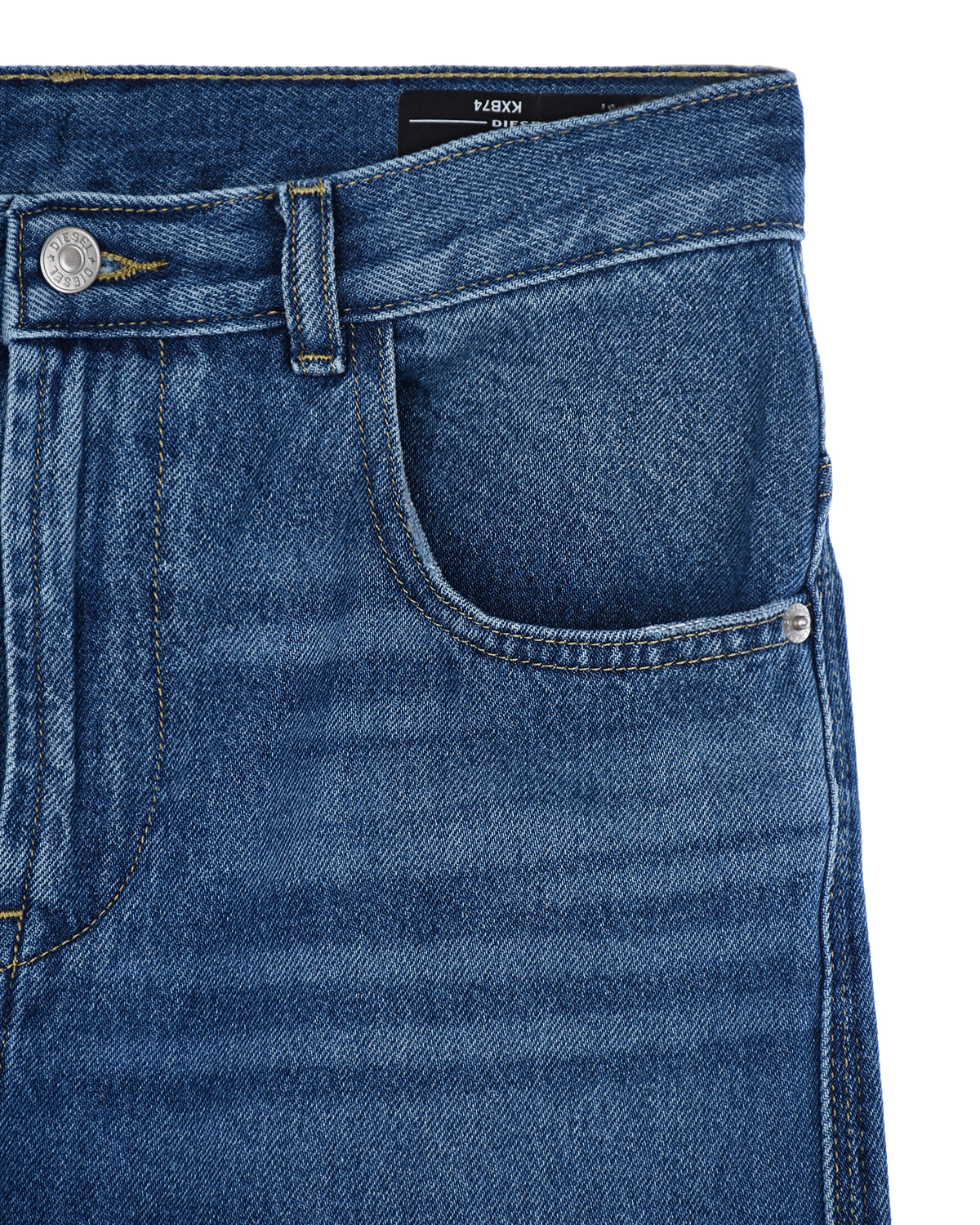 Свободные укороченные джинсы Diesel детские, размер 152, цвет синий - фото 3