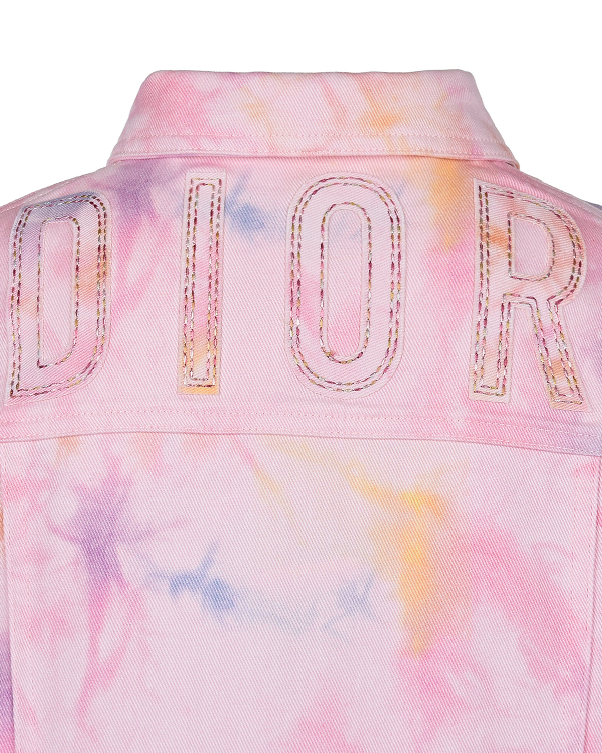 Джинсовая куртка с принтом тай дай Dior детская, размер 140, цвет розовый - фото 4