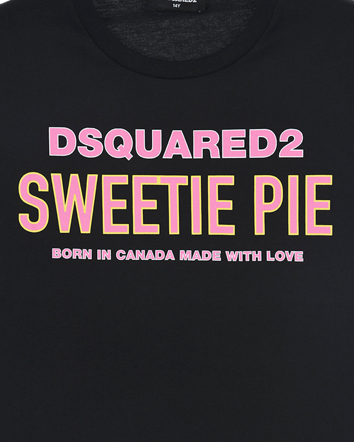 Черная футболка с принтом "Sweety pie" Dsquared2 детская, размер 140, цвет черный - фото 3