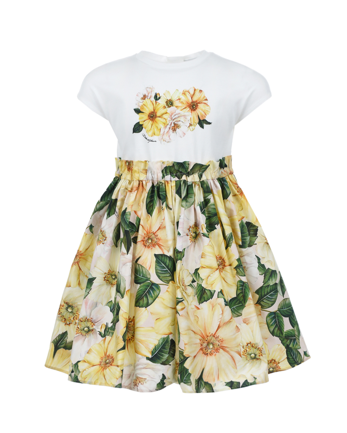 Платье с цветочным принтом на юбке Dolce&Gabbana детское, размер 98 - фото 1