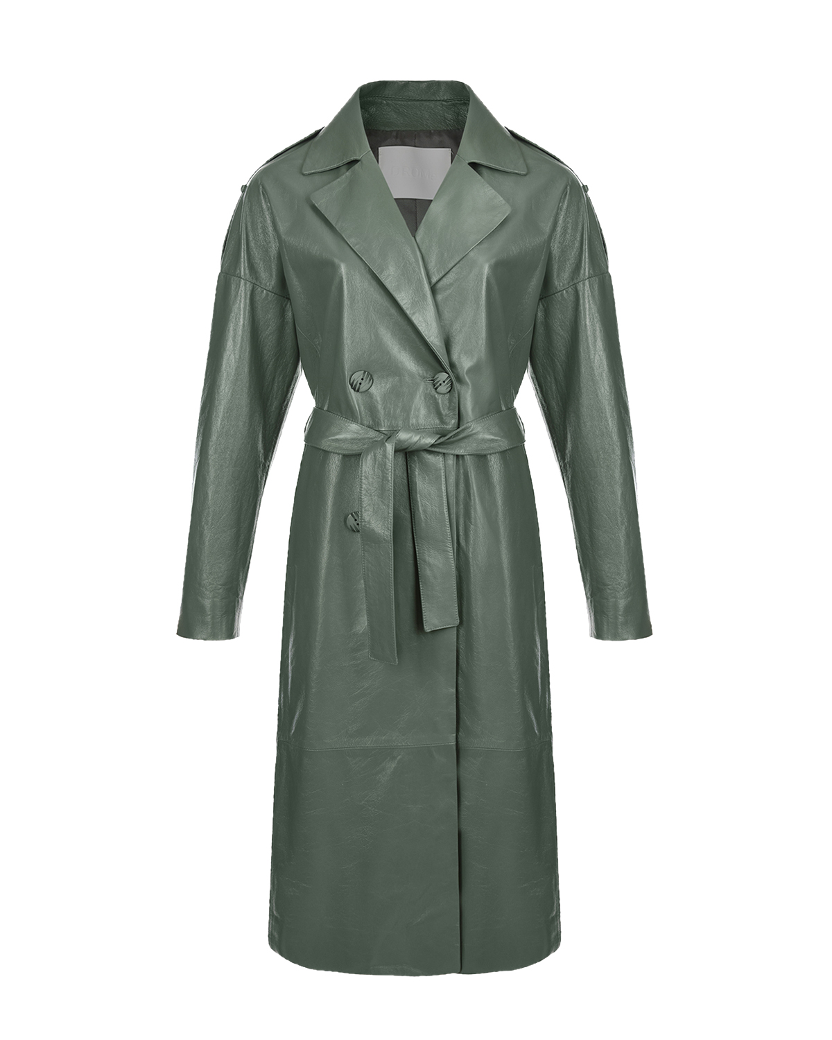 Двубортное кожаное пальто DROMe, размер 40, цвет нет цвета