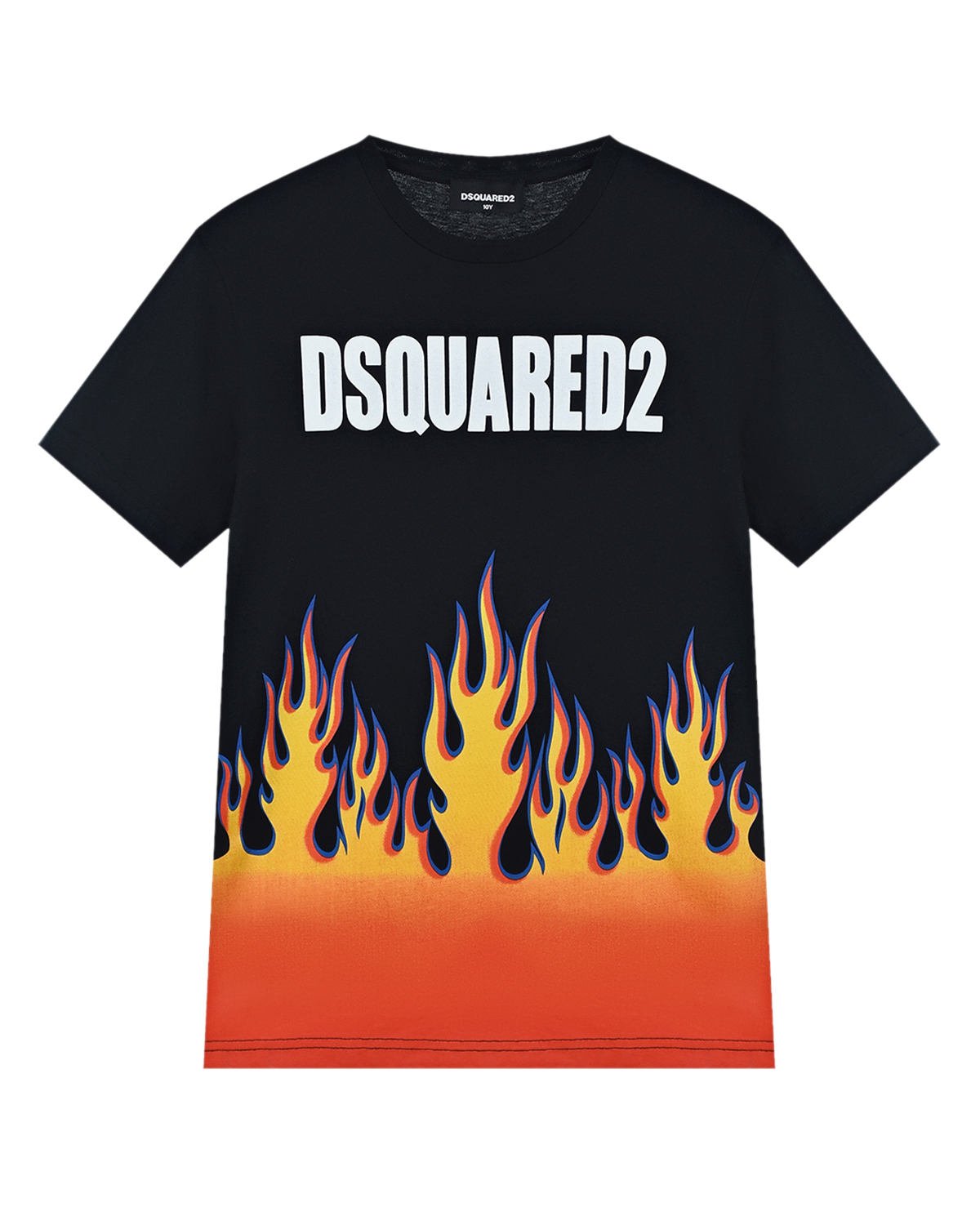 Черная футболка с принтом "Языки пламени" Dsquared2 детская, размер 140, цвет черный - фото 1