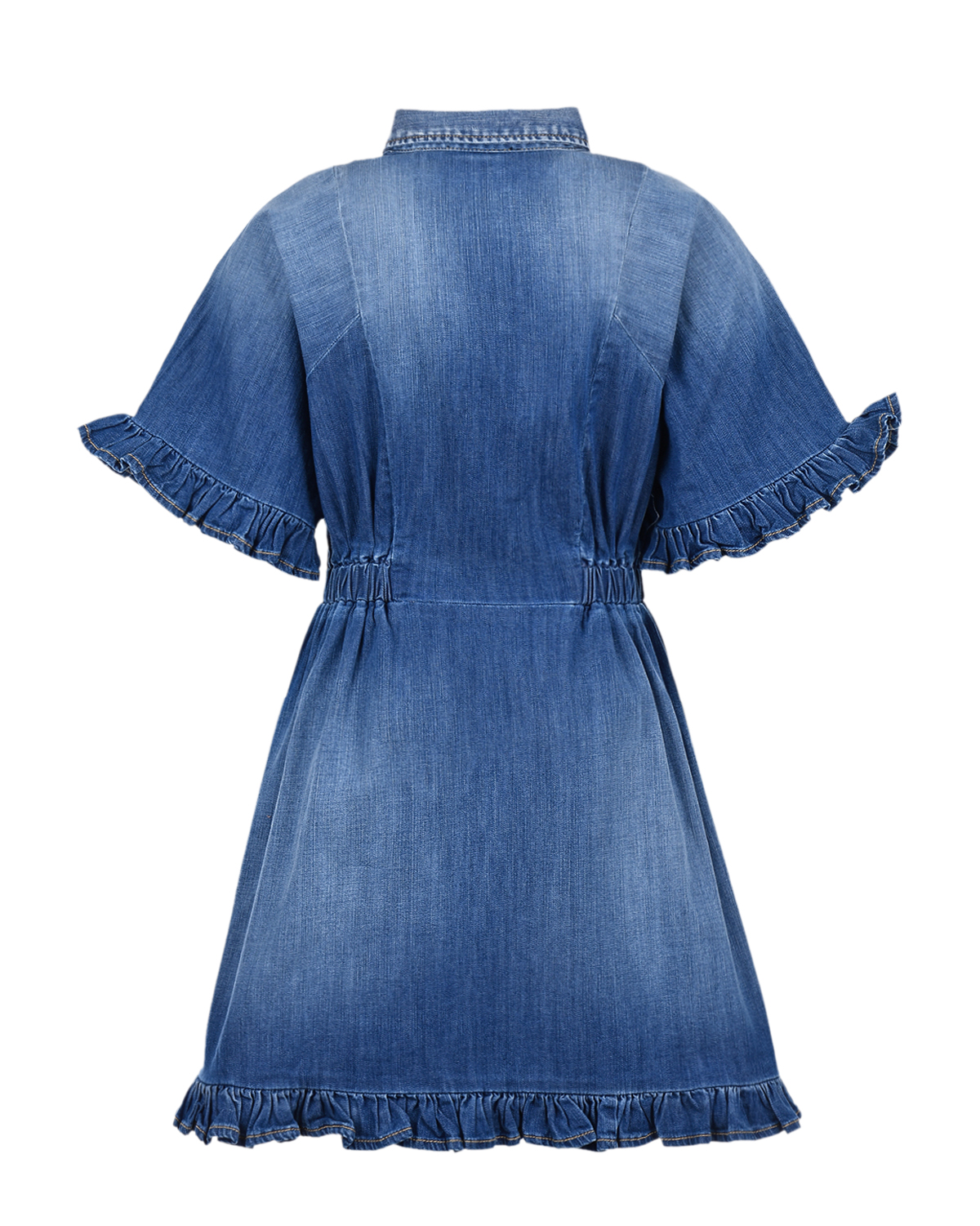 Джинсовое платье с рюшами Dsquared2 детское, размер 140, цвет синий - фото 2