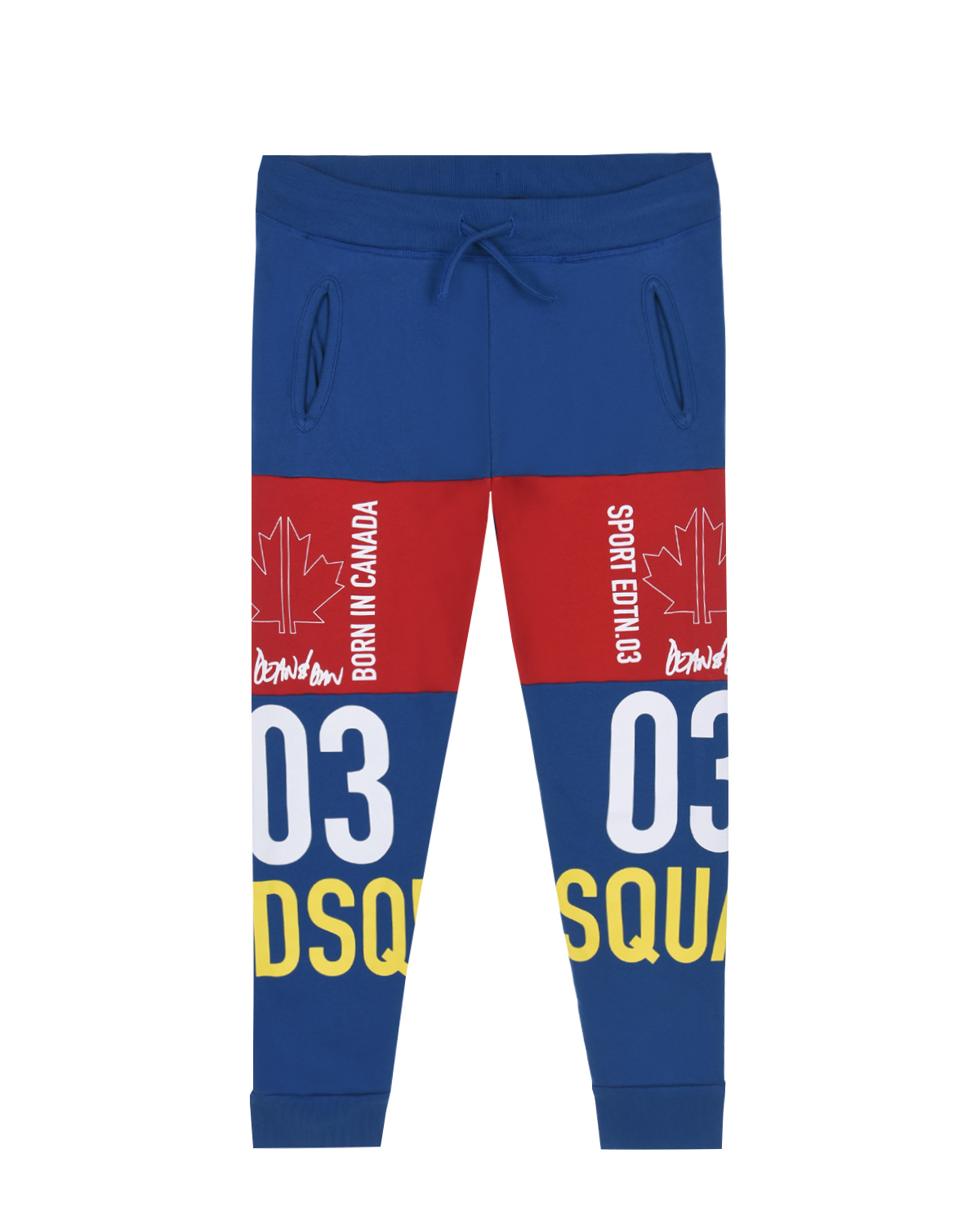 Спортивные брюки с красными вставками Dsquared2 детские, размер 140, цвет мультиколор - фото 1