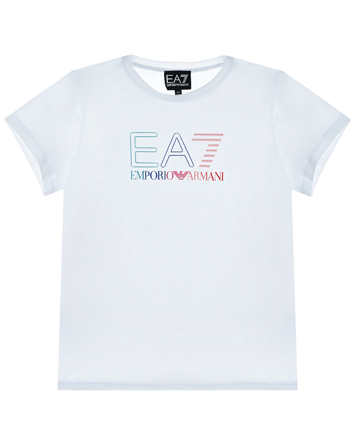 Белая футболка с разноцветным лого Emporio Armani