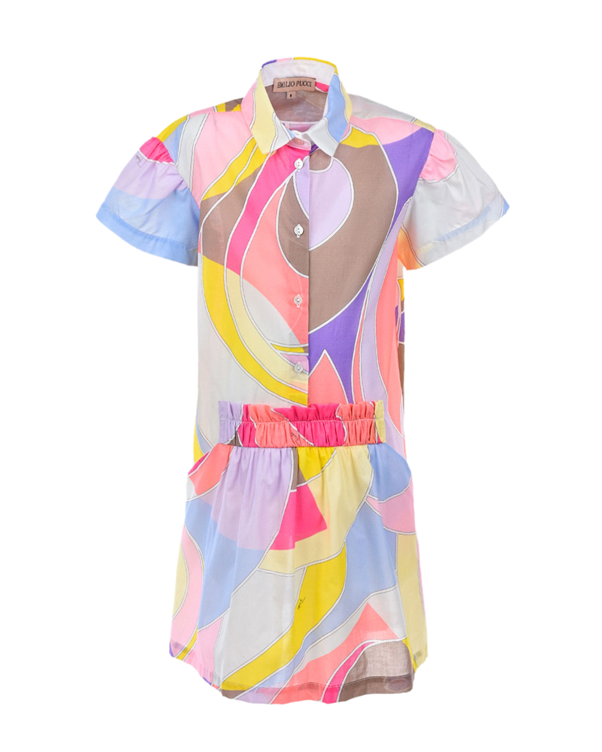 Платье-рубашка с короткими рукавами Emilio Pucci детское, размер 104, цвет мультиколор - фото 1