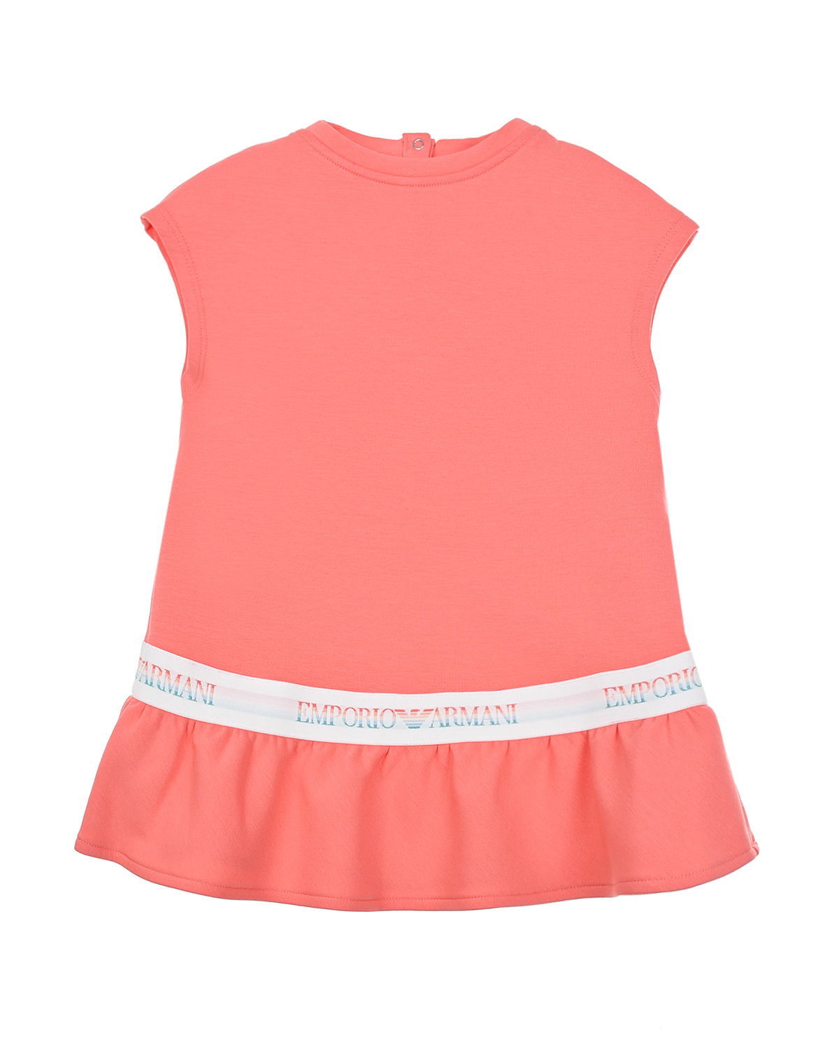 Коралловое платье с короткими рукавами Emporio Armani детское, размер 86, цвет нет цвета - фото 1