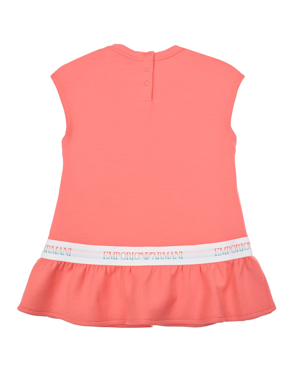 Коралловое платье с короткими рукавами Emporio Armani детское, размер 86, цвет нет цвета - фото 2