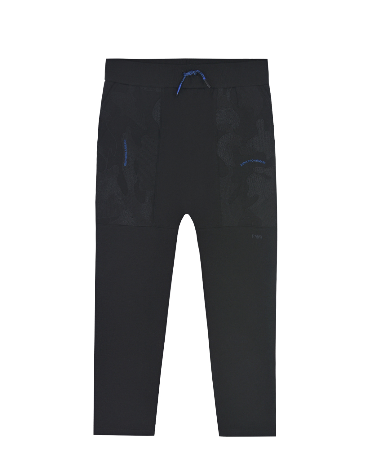 Спортивные брюки с камуфляжными лампасами Emporio Armani детские, размер 140, цвет черный - фото 1