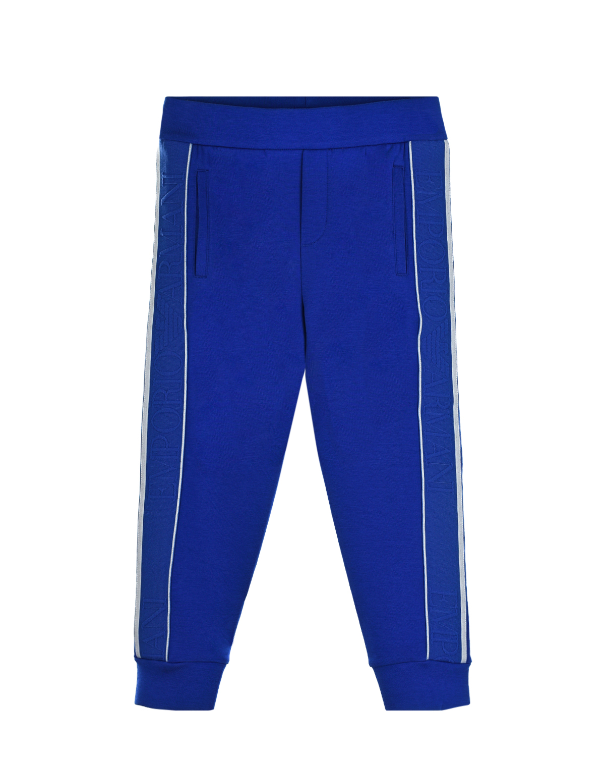 Ярко-синие спортивные брюки с лампасами Emporio Armani детское, размер 104, цвет синий - фото 1
