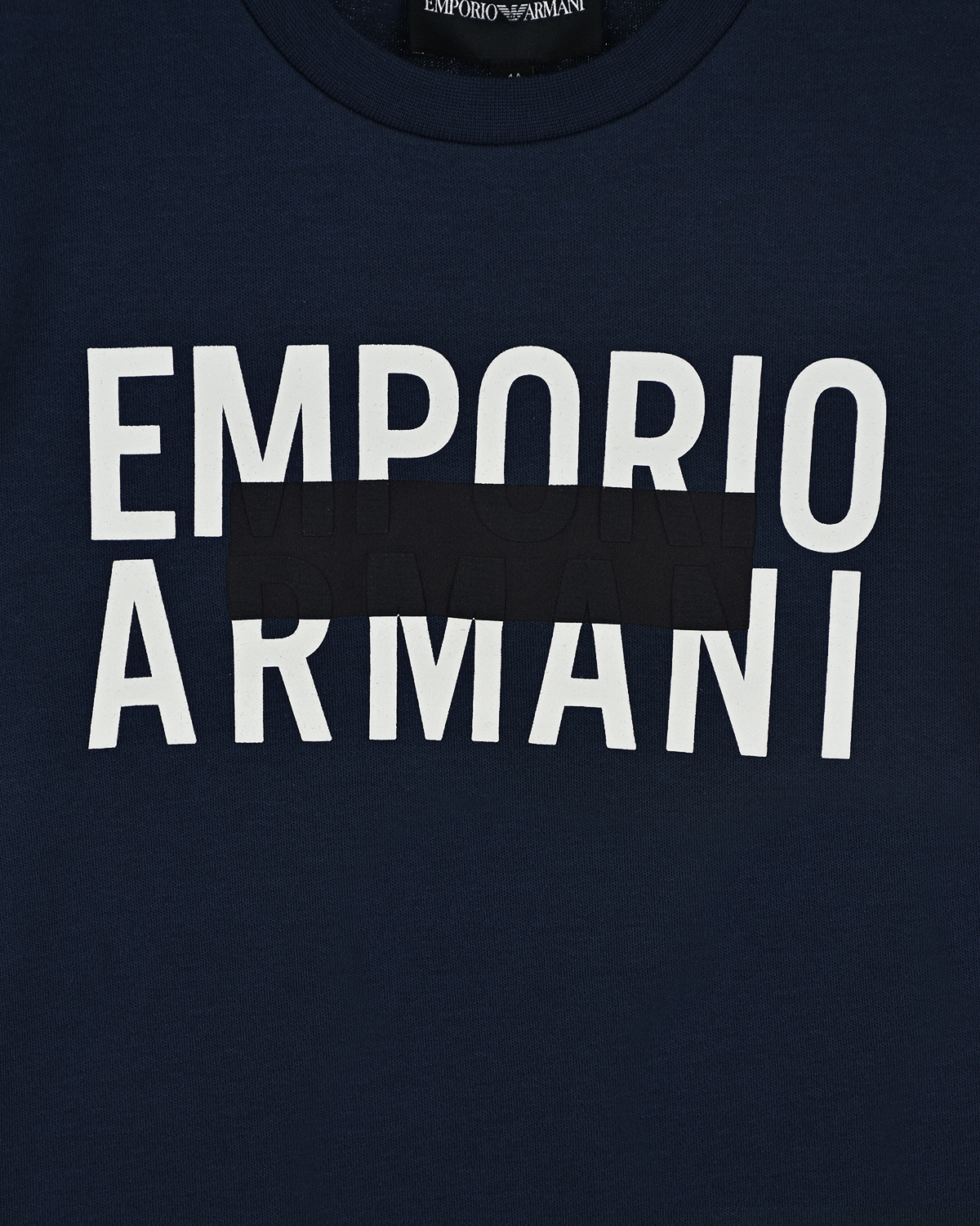 Синяя футболка с белым логотипом Emporio Armani детская, размер 104, цвет синий - фото 3