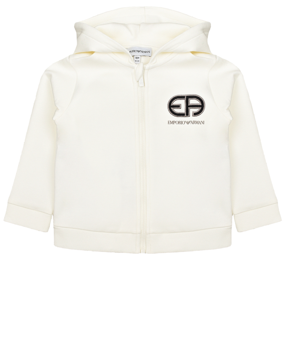 Белая спортивная куртка с капюшоном Emporio Armani детская, размер 86, цвет белый - фото 1