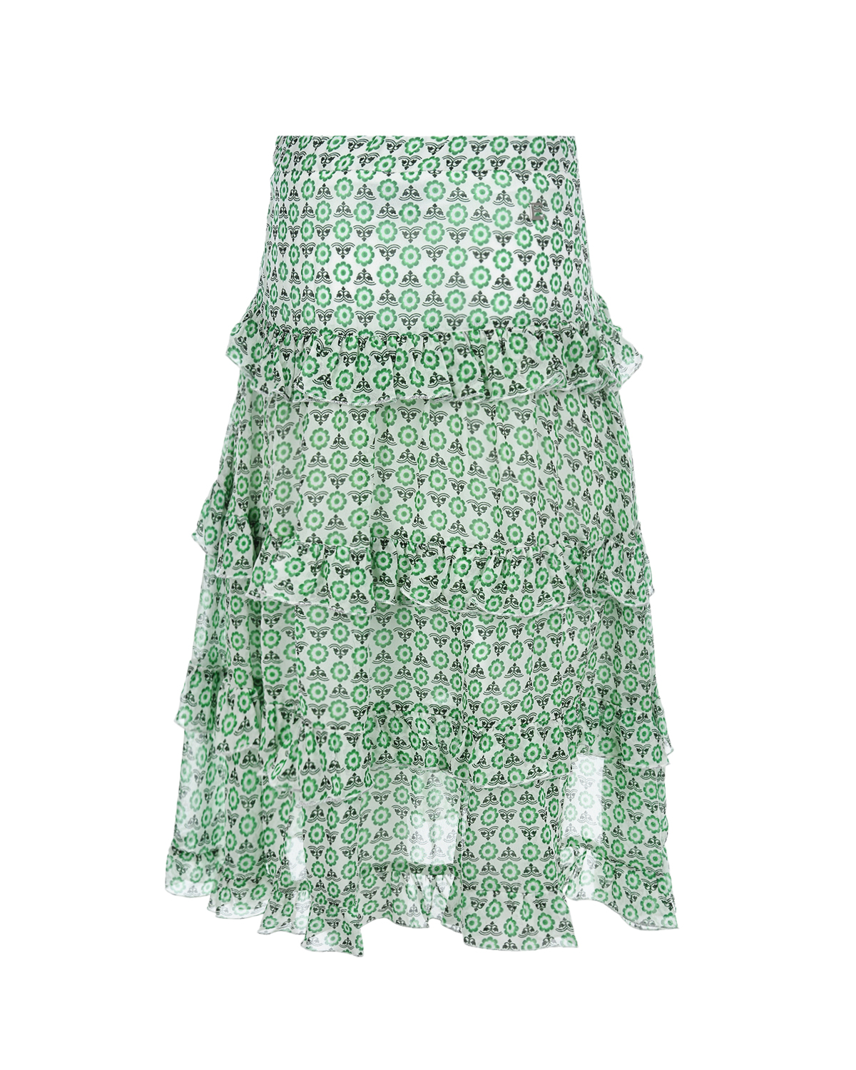 Зеленая юбка с оборками Ermanno Scervino детская, размер 140, цвет зеленый - фото 2