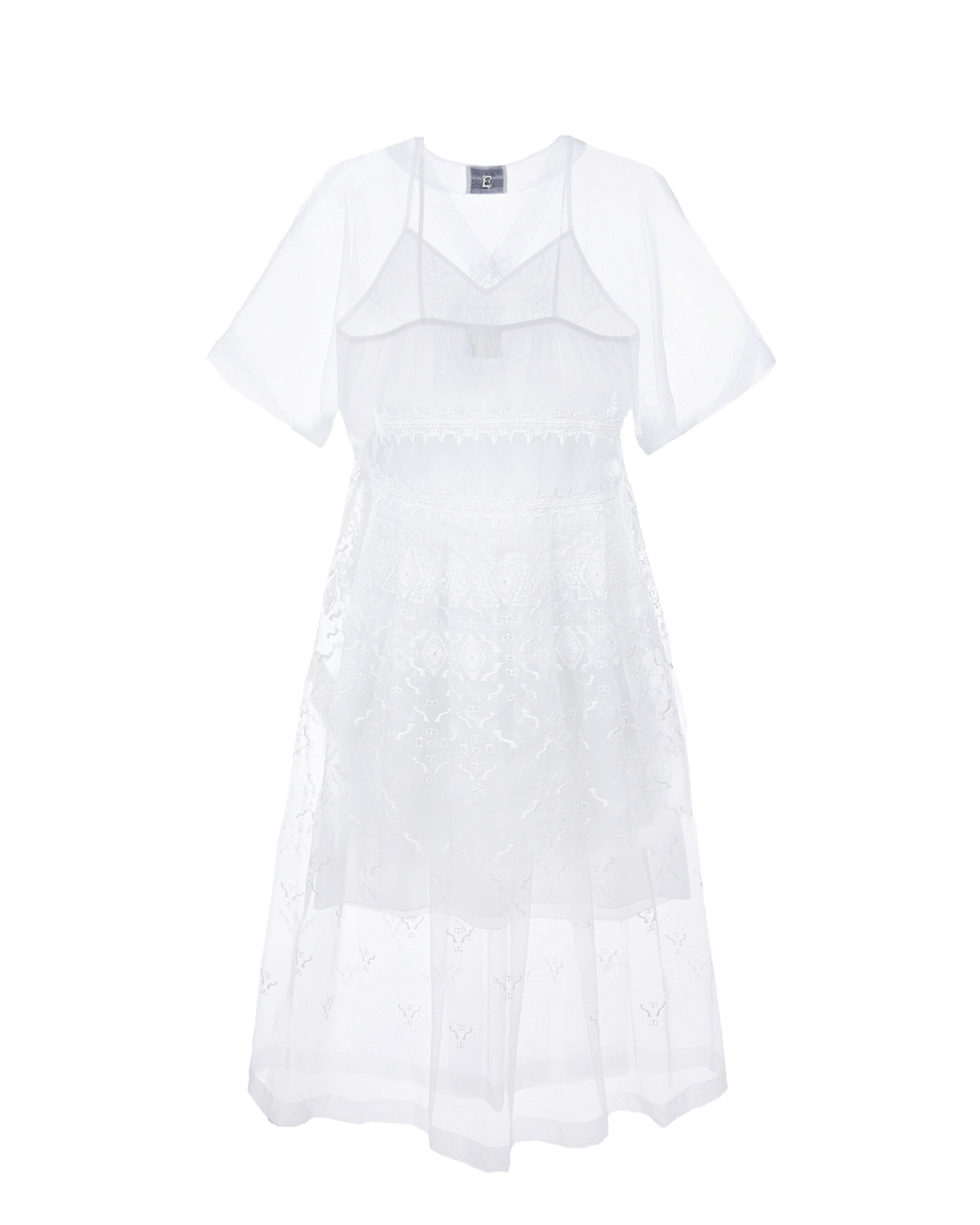 Белое платье с кружевной отделкой Ermanno Scervino детское, размер 140, цвет белый - фото 2