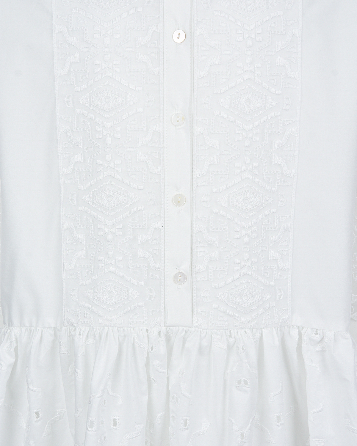 Белле платье-рубашка с кружевной отделок Ermanno Scervino детское, размер 140, цвет белый - фото 4