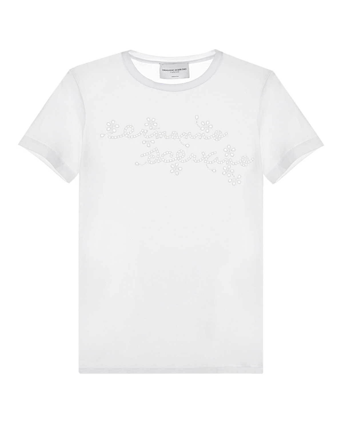 Белая футболка с перфорированным логотипом Ermanno Scervino