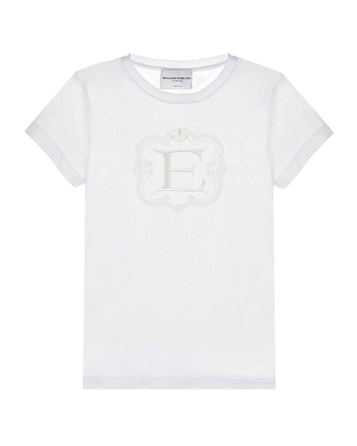 Белая футболка с вышитым логотипом Ermanno Scervino