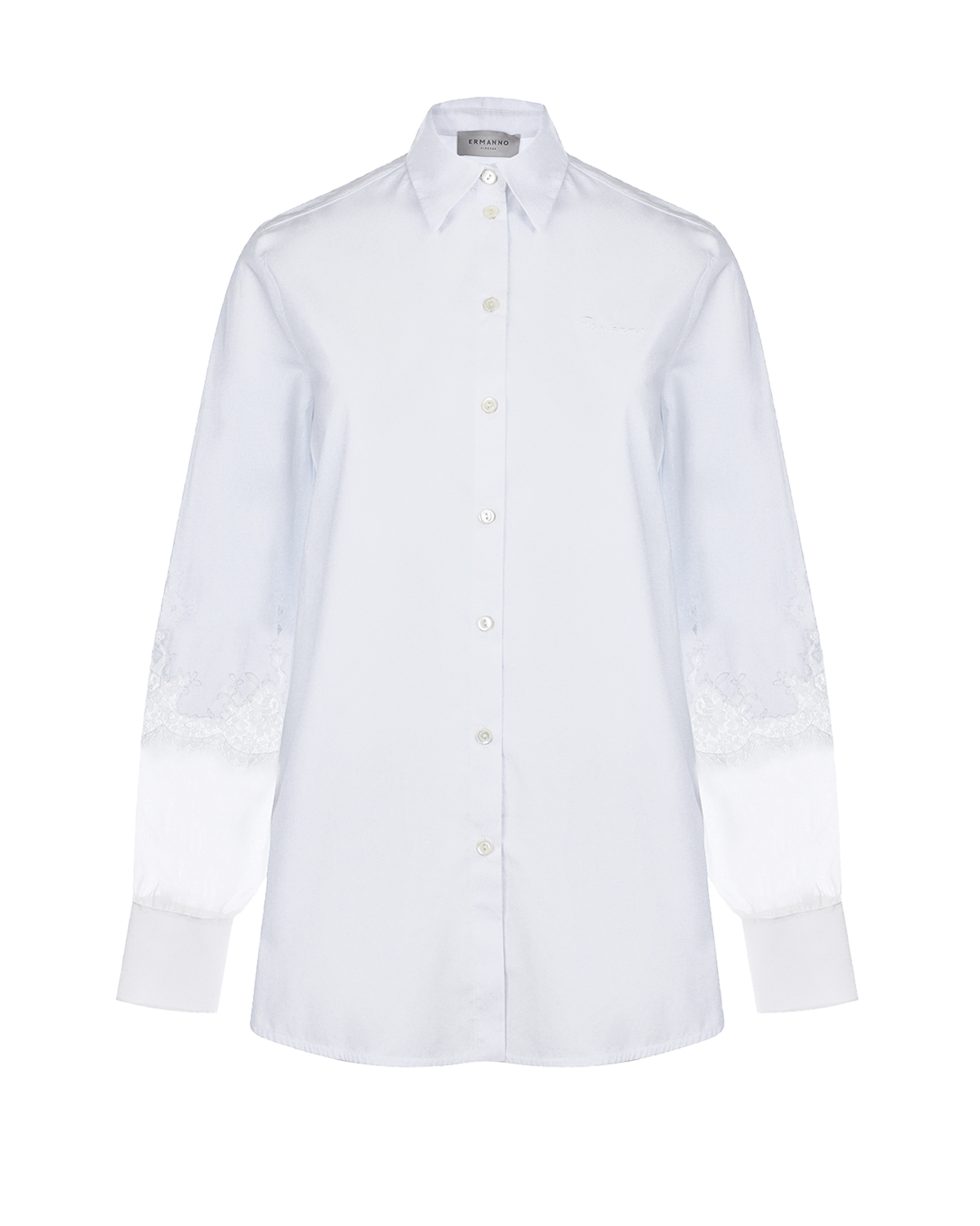 Белая рубашка с кружевными вставками Ermanno Ermanno Scervino, размер 40, цвет белый - фото 1