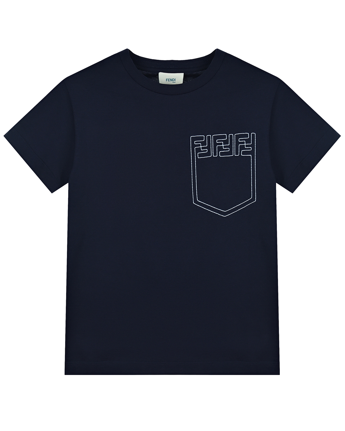 Темно-синяя футболка с имитацией кармана Fendi