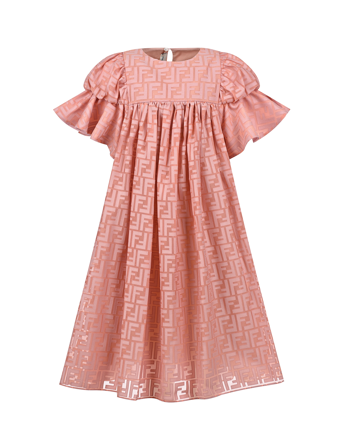 Розовое платье с рюшами на рукавах Fendi детское, размер 128, цвет розовый - фото 1
