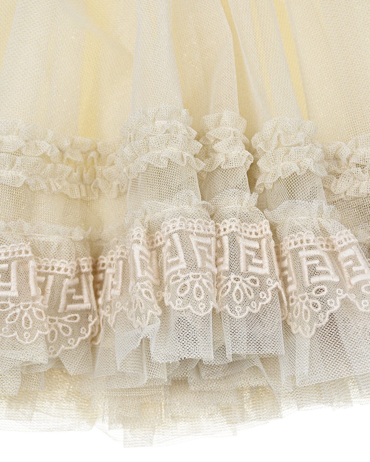 Кремовое платье с кружевом по подолу Fendi детское, размер 80, цвет кремовый - фото 4