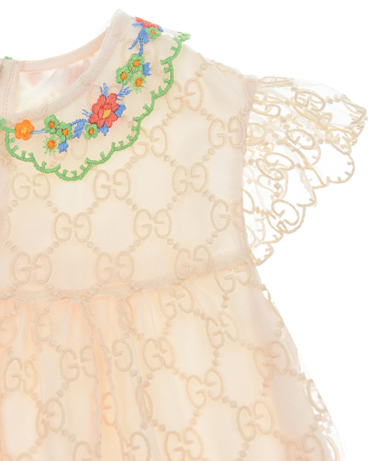 Кремовое платье с короткими рукавами GUCCI детское, размер 86, цвет кремовый - фото 3