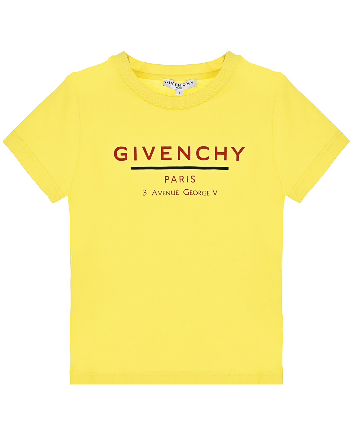 Желтая футболка с принтом "Paris 3 avenue George V" Givenchy