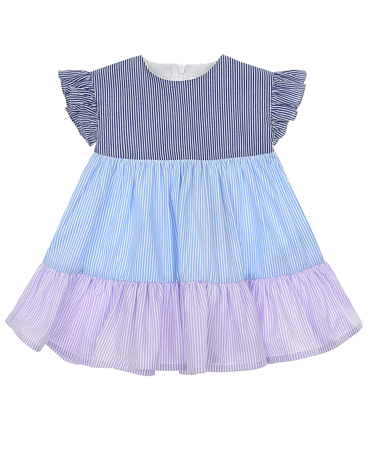 Платье колорблок с принтом в полоску IL Gufo детское, размер 80, цвет мультиколор - фото 1