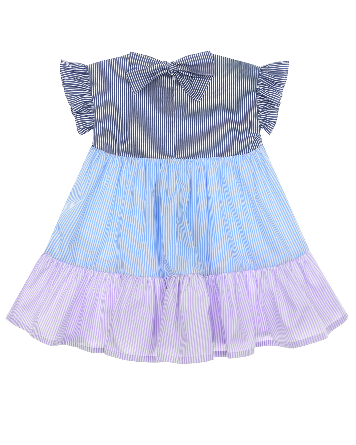 Платье колорблок с принтом в полоску IL Gufo детское, размер 80, цвет мультиколор - фото 2