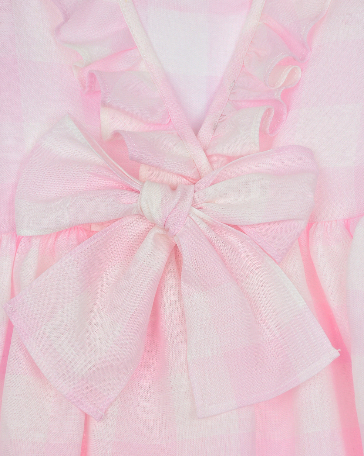 Льняное платье в бело-розовую клетку IL Gufo детское, размер 86, цвет розовый - фото 3