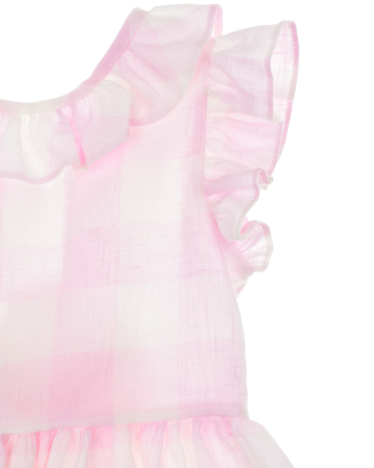 Льняное платье в бело-розовую клетку IL Gufo детское, размер 86, цвет розовый - фото 4