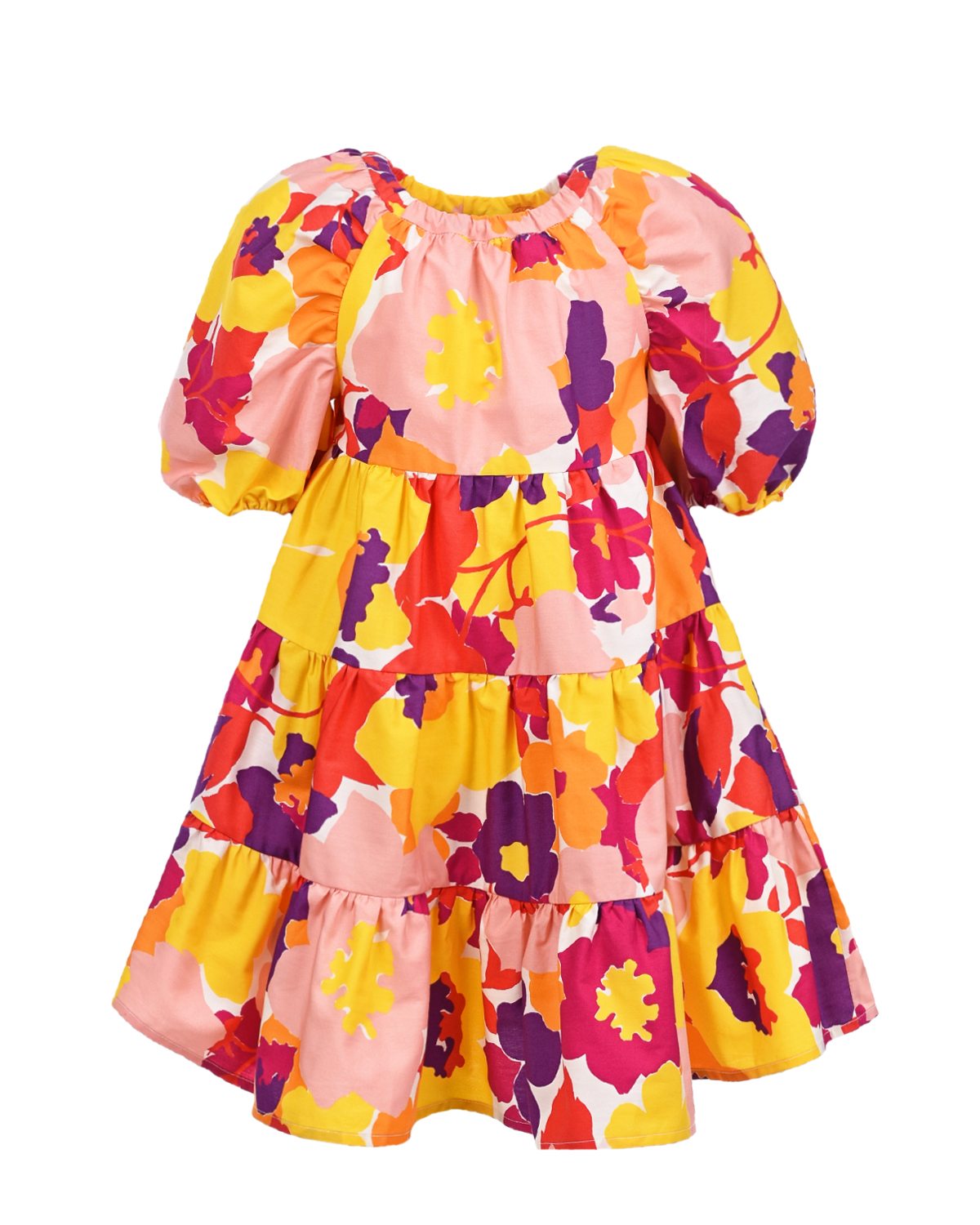 Хлопковое платье с цветочным принтом IL Gufo детское, размер 104 - фото 1