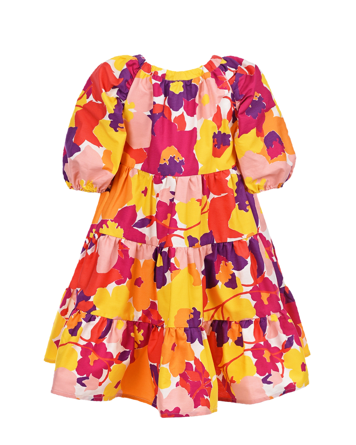 Хлопковое платье с цветочным принтом IL Gufo детское, размер 104 - фото 3